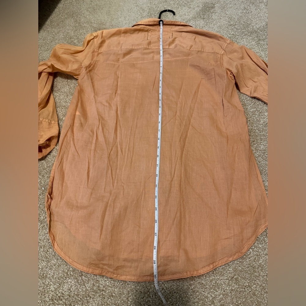 Free People Sheer Luck Button Down Lightweight Shirt in Wood Chimes Size XS - Picture 9 of 12